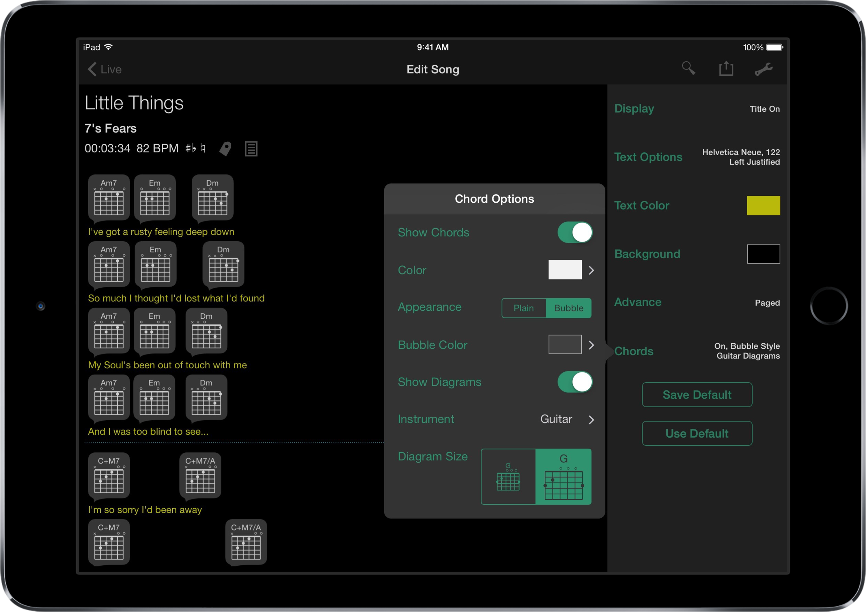 Setlists Song Catalog and Lyric Prompting App for iPad and iPhone