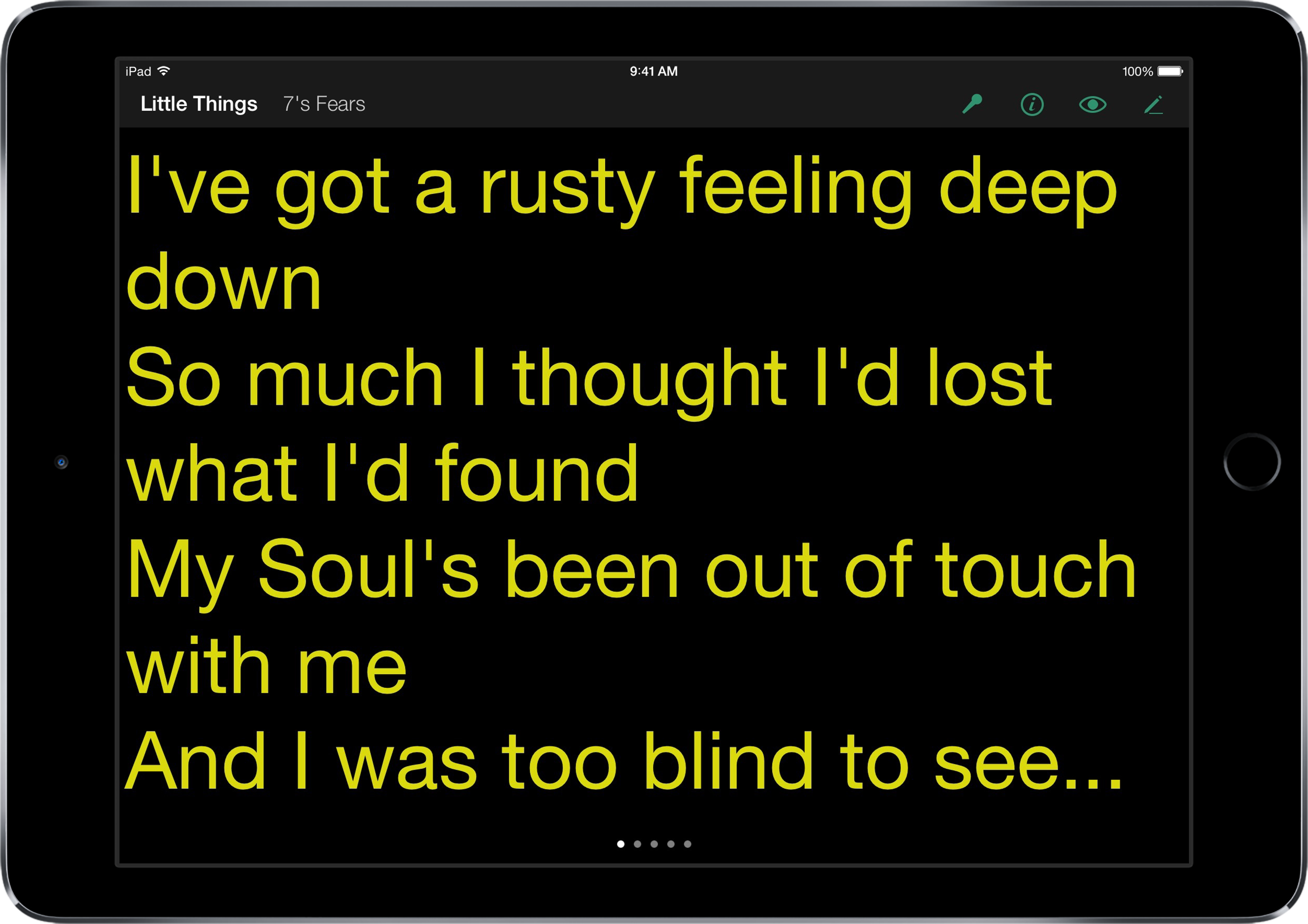 Setlists Song Catalog and Lyric Prompting App for iPad and iPhone